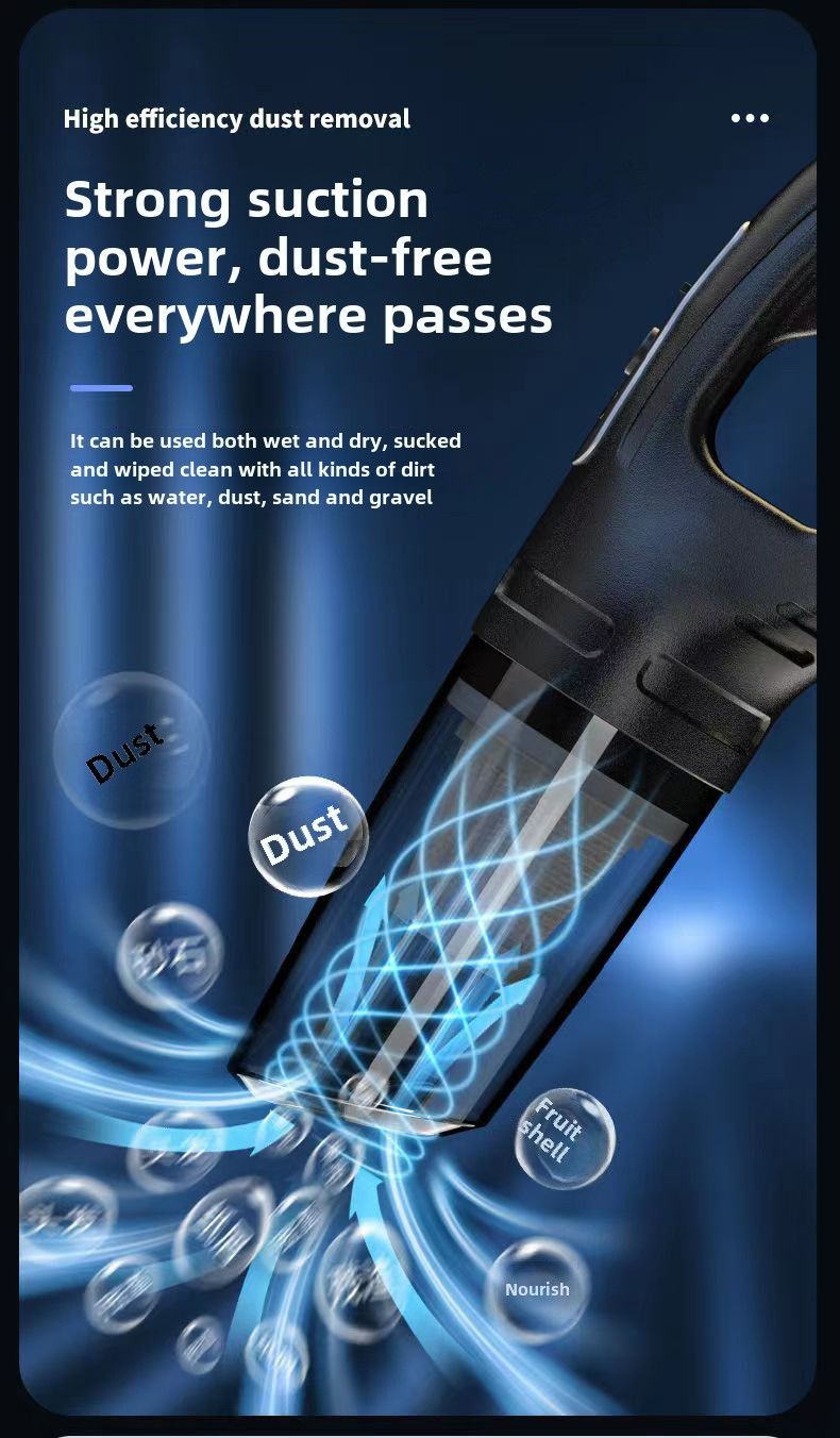 Aspirapolvere per auto portatile, aspirapolvere wireless per auto a doppio uso, aspirapolvere per auto piccolo transfrontaliero, potente aspirazione_voghion.com