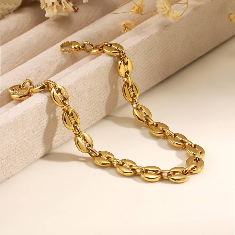 Bracciale personalizzato con catena di chicchi di caffè semplici_voghion.com