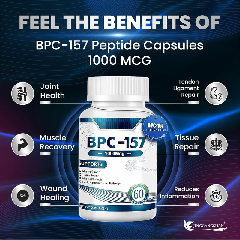 Capsule cu peptide BPC-157, BPC-157 Pro 1000 mcg, nou compus protector 157, stimulează recuperarea musculară și repararea țesuturilor 60 de capsule (1 flacon)_voghion.com