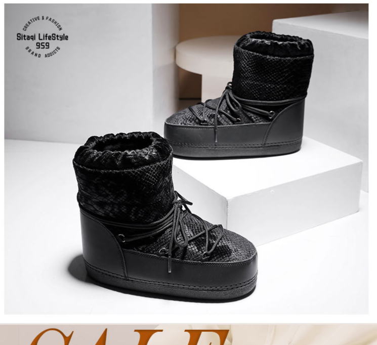 Zimowe buty narciarskie w dużych rozmiarach z wyściełaną cholewką do połowy łydki_voghion.com
