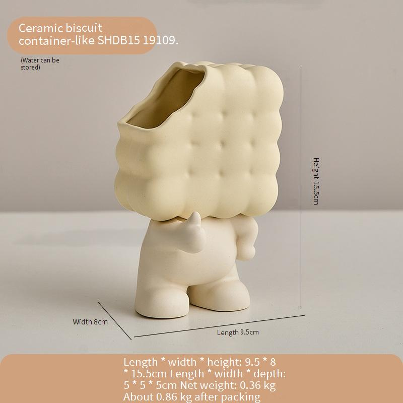 Creative Biscuit Pen Holder Ornaments Cartoon Study Office Desktop Workstation Decoration Makeup Brush Storage Student Desk_voghion.com