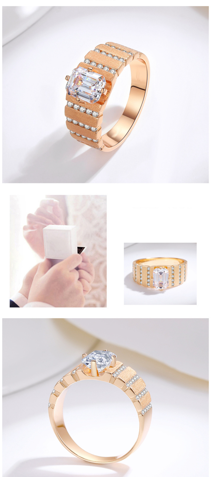 S925 Silber Herrenring Neue Mode Persönlichkeit Smaragd Herren Fingerring Champagner Roségold Diamantring_voghion.com
