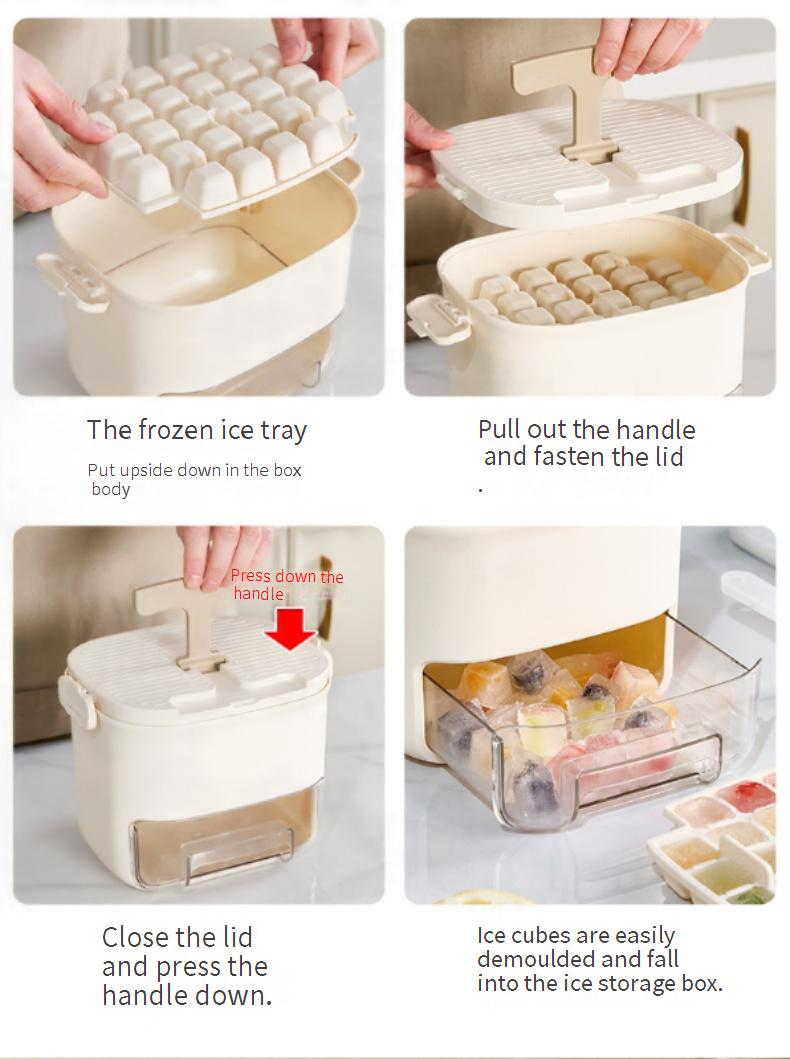 Bandeja de cubitos de hielo fácil de levantar y soltar: molde de plástico sin BPA para congelador, antiadherente, apto para uso alimentario, con función de volteo para extraer los cubitos._voghion.com