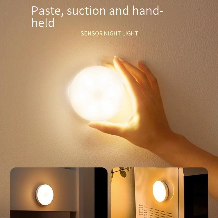 Luce notturna con sensore di movimento - Lampada LED ricaricabile senza fili per camera da letto/armadietto (supporto magnetico, accensione/spegnimento automatico, luce bianca calda, batteria da 2000 mAh dimmerabile)_voghion.com