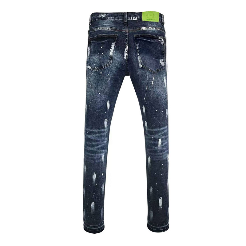 Bedst sælgende Ripped Herrejeans, Små Fod, Elastiske Forårs- og Sommer Herrelange Bukser Med Håndmalede Trykte_voghion.com