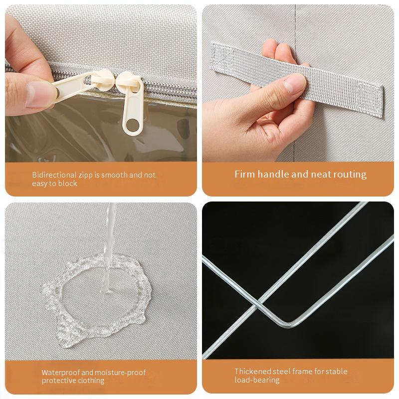 Clothes Storage Box Foldable Waterproof Household Quilt Storage Box Large Capacity Visible Bedroom Clothes Storage Box_voghion.com