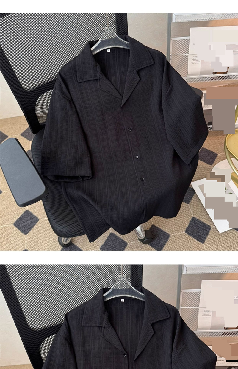 Camicia a maniche corte a quadri sottili estivi da uomo, casual, alla moda, versatile e versatile._voghion.com