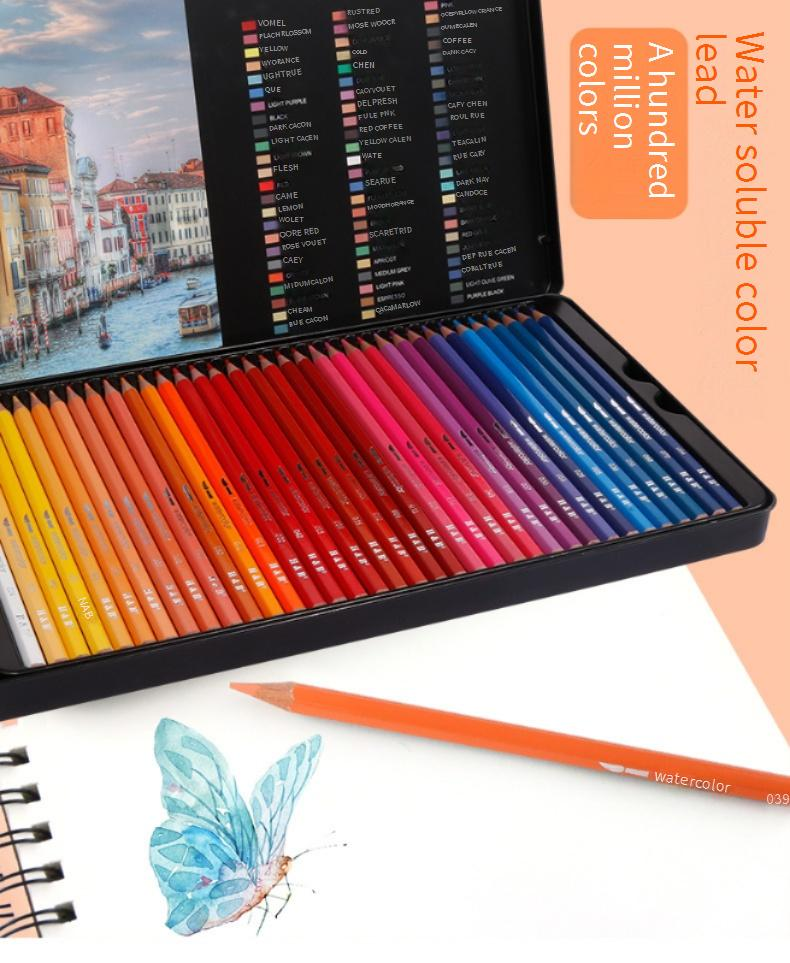 Set di matite acquerellabili da 72 colori con custodia in metallo: materiali artistici vivaci, sfumabili e portatili per artisti e principianti_voghion.com