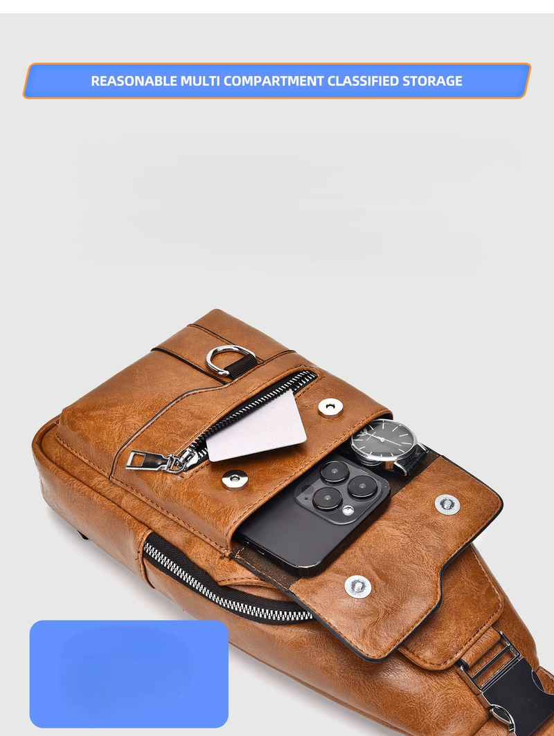 Bolso de hombro retro versátil para hombre, bolso bandolera impermeable de gran capacidad._voghion.com