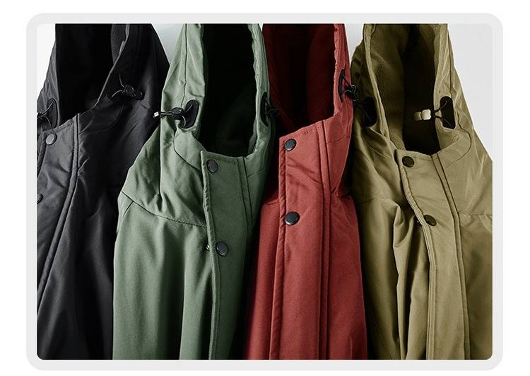 Men's Winter Work Jacket With Detachable Hood - Heavy Duty Cotton-Polyester Blend, Outdoor Casual Coat In Black, Brick Red, Khaki (Sizes M-8xl)_voghion.com