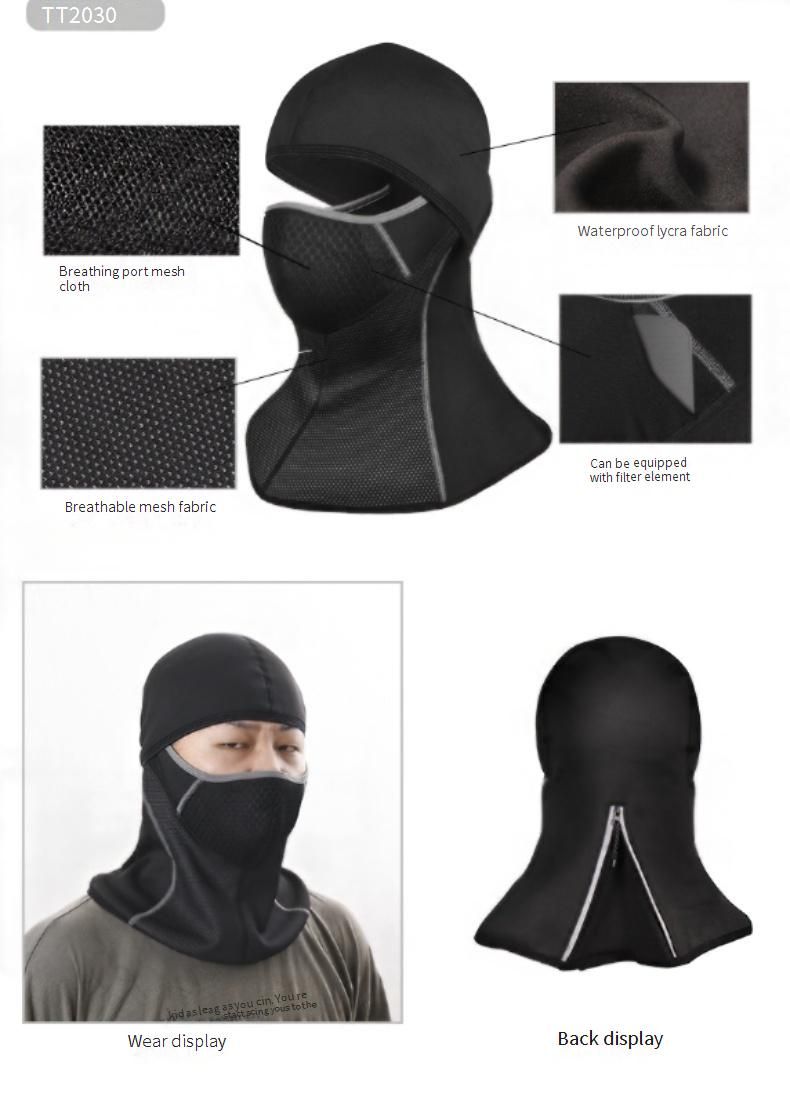 Mascarilla de ciclismo de invierno - Pasamontañas térmico y cortavientos para ciclismo, motociclismo y esquí - Tejido elástico de licra/spandex - Ajuste unisex_voghion.com
