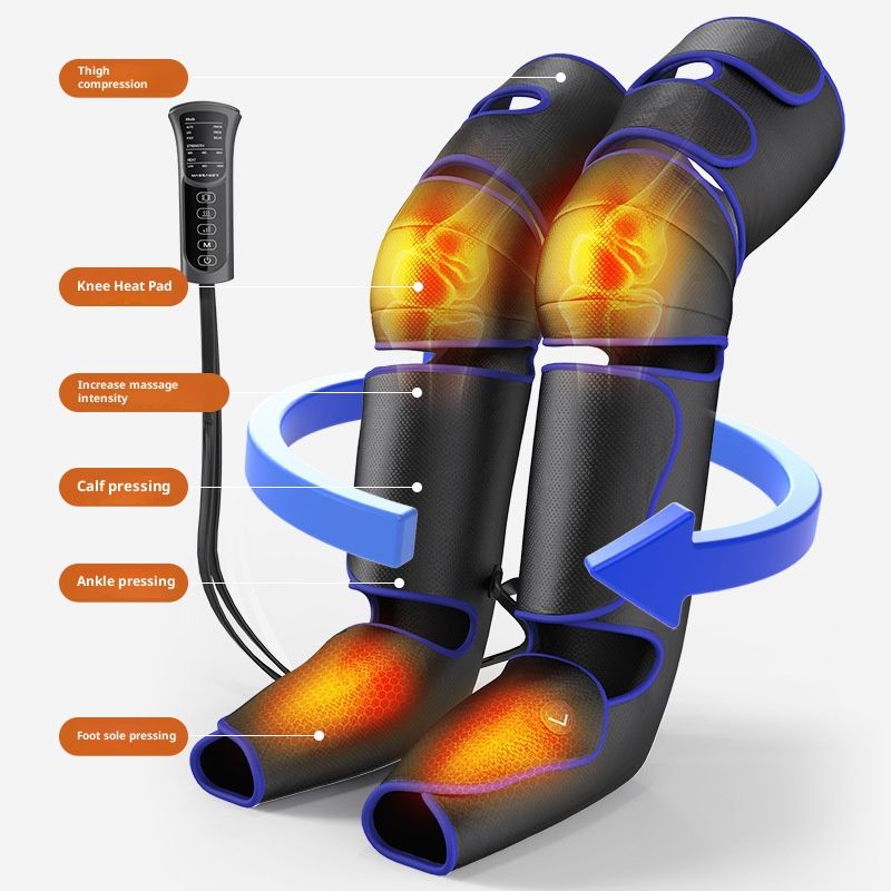 Massaggiatore per gambe a compressione d'aria con termoterapia: 6 modalità, 3 livelli di calore e vibrazione per il sollievo di ginocchia, polpacci e piedi_voghion.com