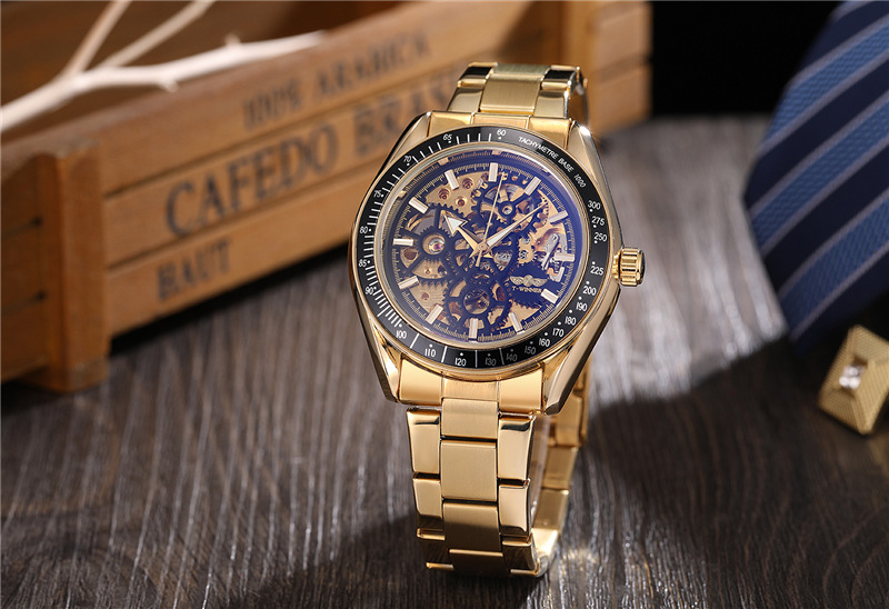 Hot selling winner8152 men's leisure mechanical watch automatic hollow mechanical watch men's steel band watch_voghion.com