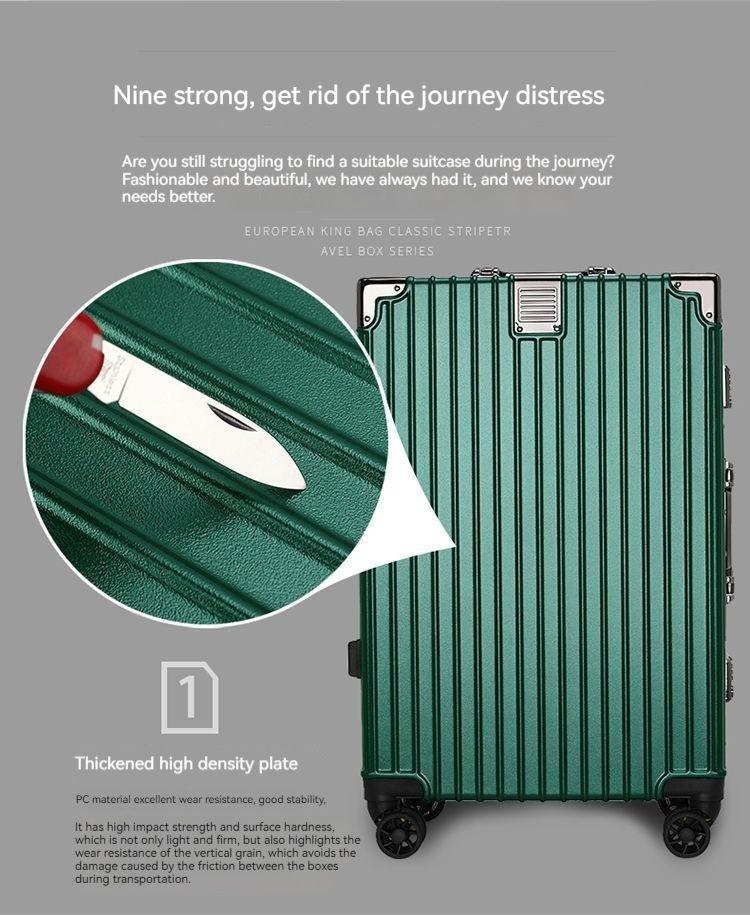 Valigia trolley con telaio in alluminio di grande capacità, scatola da imbarco per aviazione in alluminio, valigia in pelle spessa, scatola da viaggio con password, nuova_voghion.com
