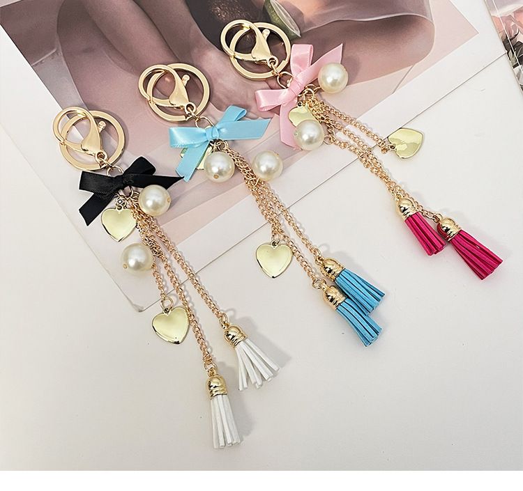 Neue exquisite Bowknot Quaste Herz Auto Schlüsselanhänger Telefon Fall Tasche Anhänger kleine Geschenk Dekoration_voghion.com