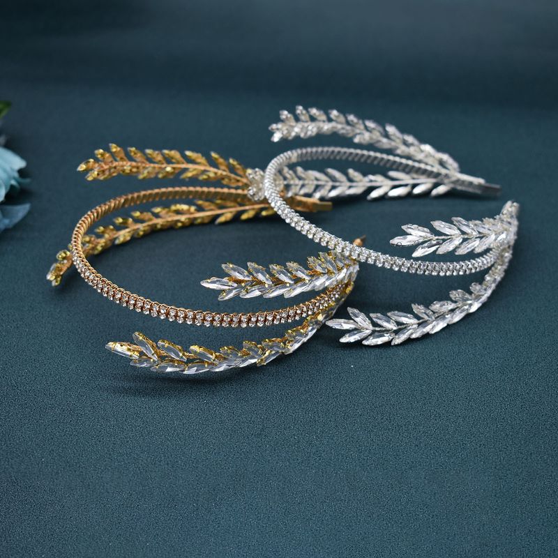 Cerchietto per capelli da donna con strass di cristallo fatto a mano, accessori per capelli da sposa, elegante design floreale, diamanti in argento e oro_voghion.com