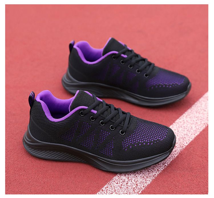 Comfortable all black 2024 spring/summer mesh breathable sports women's soft sole running casual work shoes_voghion.com