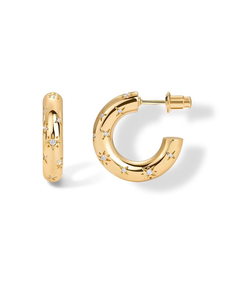 Hot Selling Light Luxury Personality Metal Style Broken Zirconium C Shaped Star And Moon Earrings For Women Niche Design Earrings_voghion.com