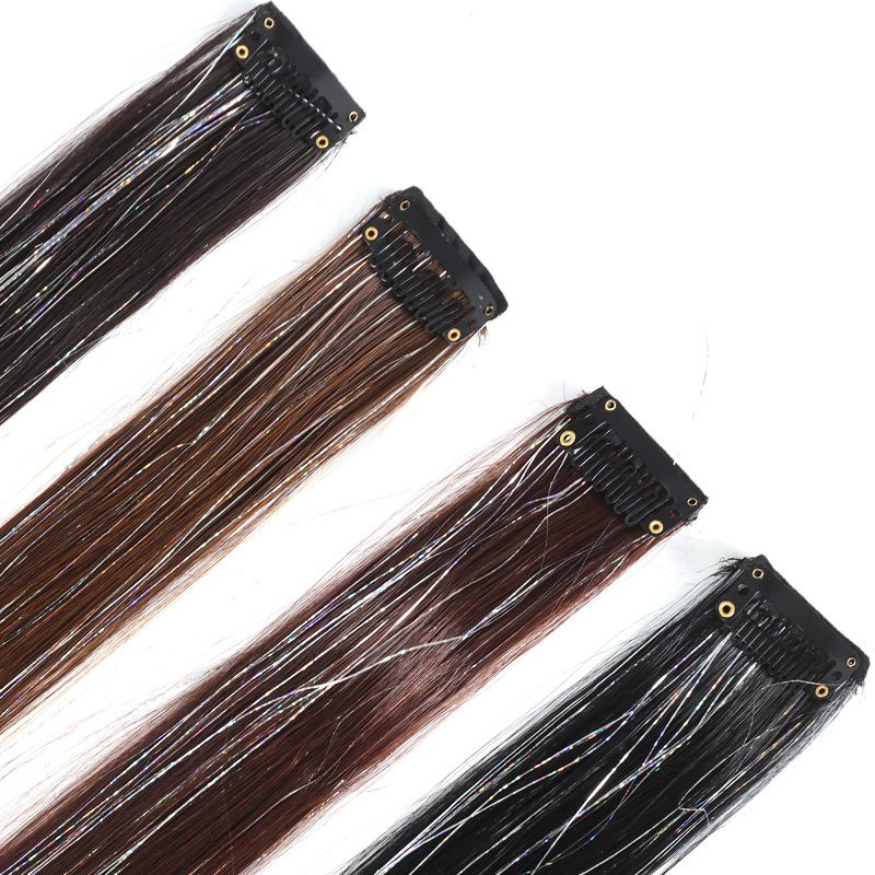 Parrucca clip capelli filo oro pendente orecchio parrucca filo oro colore pezzo di capelli laser un pezzo 60cm10g_voghion.com