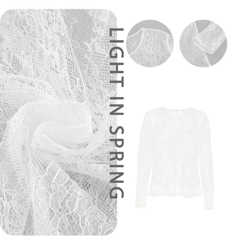 2025 Maglietta sexy in pizzo trasparente e largo 2023 Intimo da donna a maniche lunghe con trafori, nuovo stile primavera estate_voghion.com