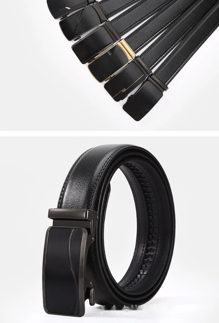 New Belt Alloy Genuine Leather Men's Belt Casual Men's Automatic Buckle Belt Business Soft Cowhide Pant Belt_voghion.com