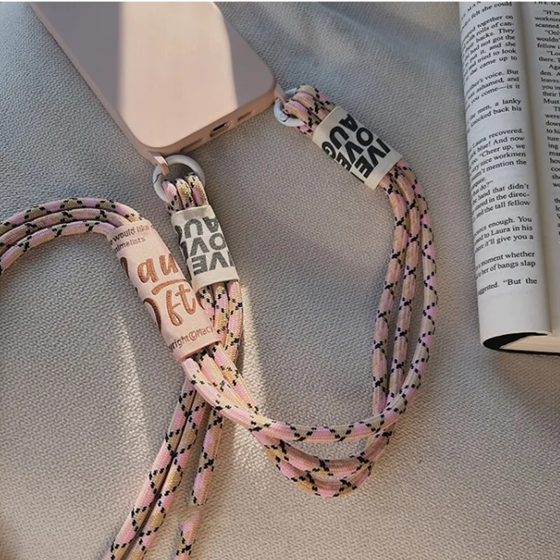 Crossbody Lanyard Solid Soft Phone Case For iPhone 13 MiNi 12 11 Max 14 Pro 15 XS XR X 8 7 Plus Korea Strap Silicone_voghion.com