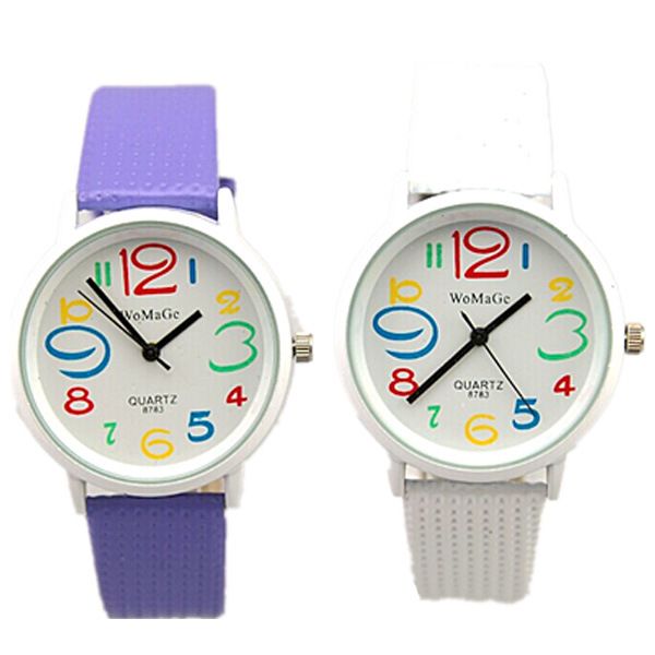 womage8783 Orologio da polso al quarzo di plastica di vendita caldo del quarzo della vigilanza del nastro di Digital di colore di modo_voghion.com