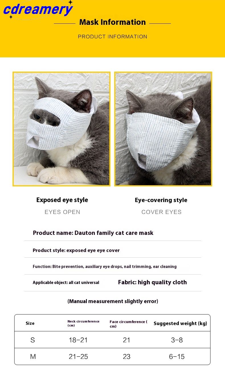 Doton Maulkorb für Katzen, atmungsaktive Maske, verhindert Beißen, Bellen, Lecken, Fressen, Medizin_voghion.com