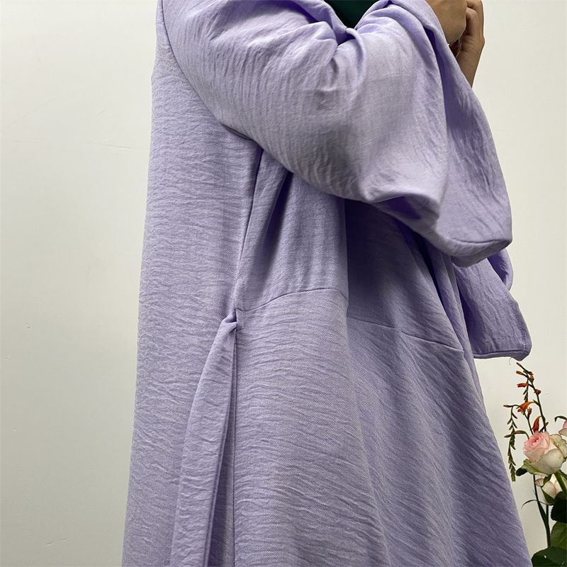 Abiti lunghi da donna in lino per le feste, abaya, musulmani, Ramadan, per l'Eid, caftano marocchino, abito nero, jalabiya, tinta unita_voghion.com