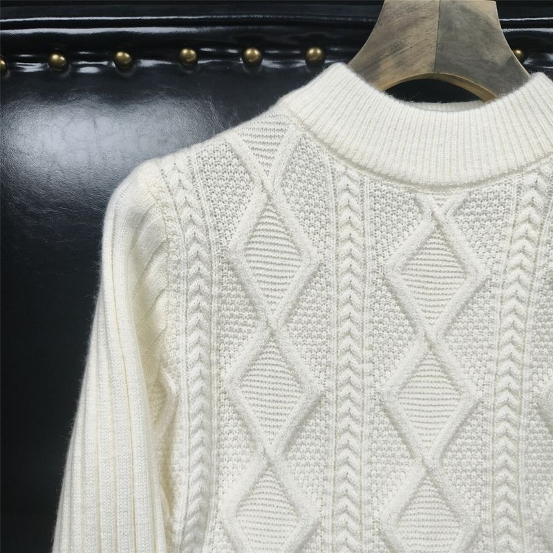 Mode-Zopfmusterpullover für Herren – Übergroßer Winterpullover mit Rundhalsausschnitt, langen Ärmeln, trendigem Strukturdesign (Weiß/Schwarz/Khaki, Größen M-3XL)_voghion.com