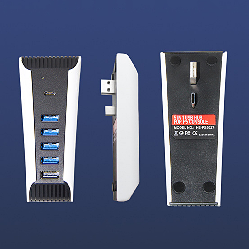 Kunjiuyou Dockingstation-Erweiterung, stabiler Ausgang, 5-in-1-Treiberfreie Übertragung, 5-Port-Erweiterungs-Hub-Ladegerät, USB-Extender für PS5, Schwarz_voghion.com