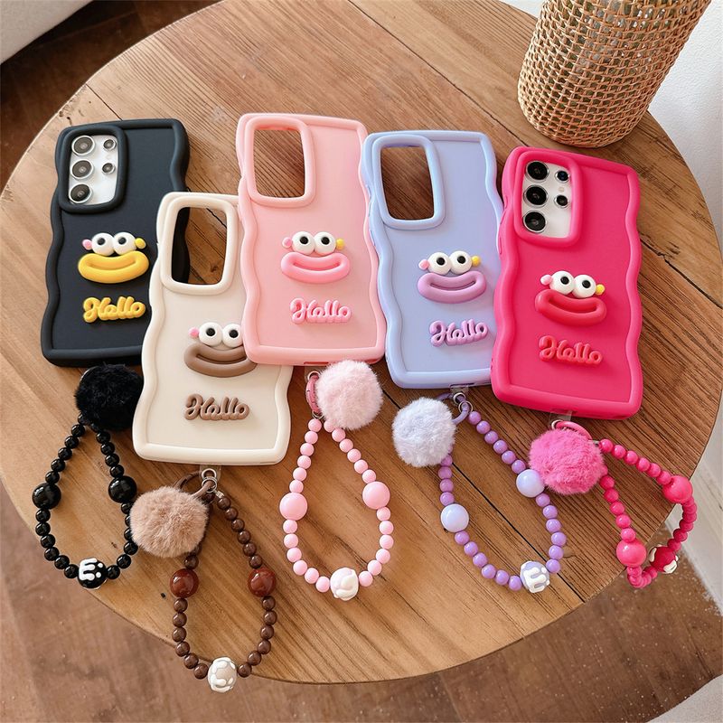 Custodia in silicone con motivo a onda a forma di bocca di salsiccia 3D per Samsung Galaxy S25 S24 S23 S22 Ultra S21 FE A36 A16 A52 A54 in peluche_voghion.com