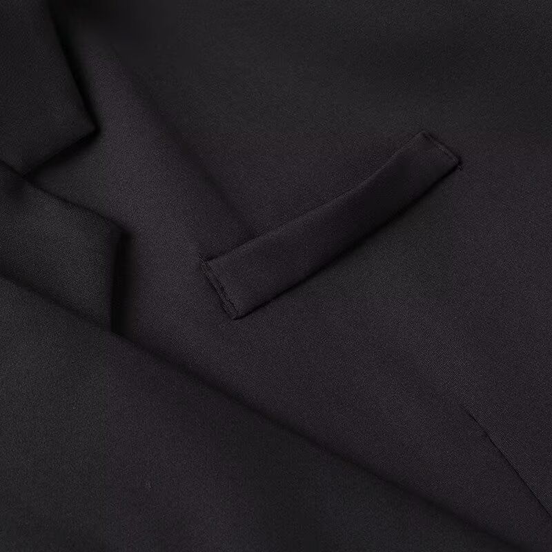 Giacca blazer oversize da donna - Classico cappotto a maniche lunghe con revers a lancia e tasche, in poliestere, casual, da lavoro o da ufficio (nero/grigio/kaki, S/M/L)_voghion.com