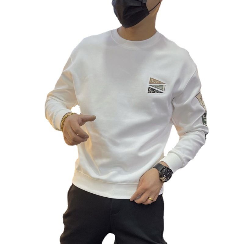 Sweatshirt Herren 2022 Herbst Jugend Hübscher Rundhals Langarm Basishemd Lockeres und trendiges Internet Celebrity Printed Label Top_voghion.com