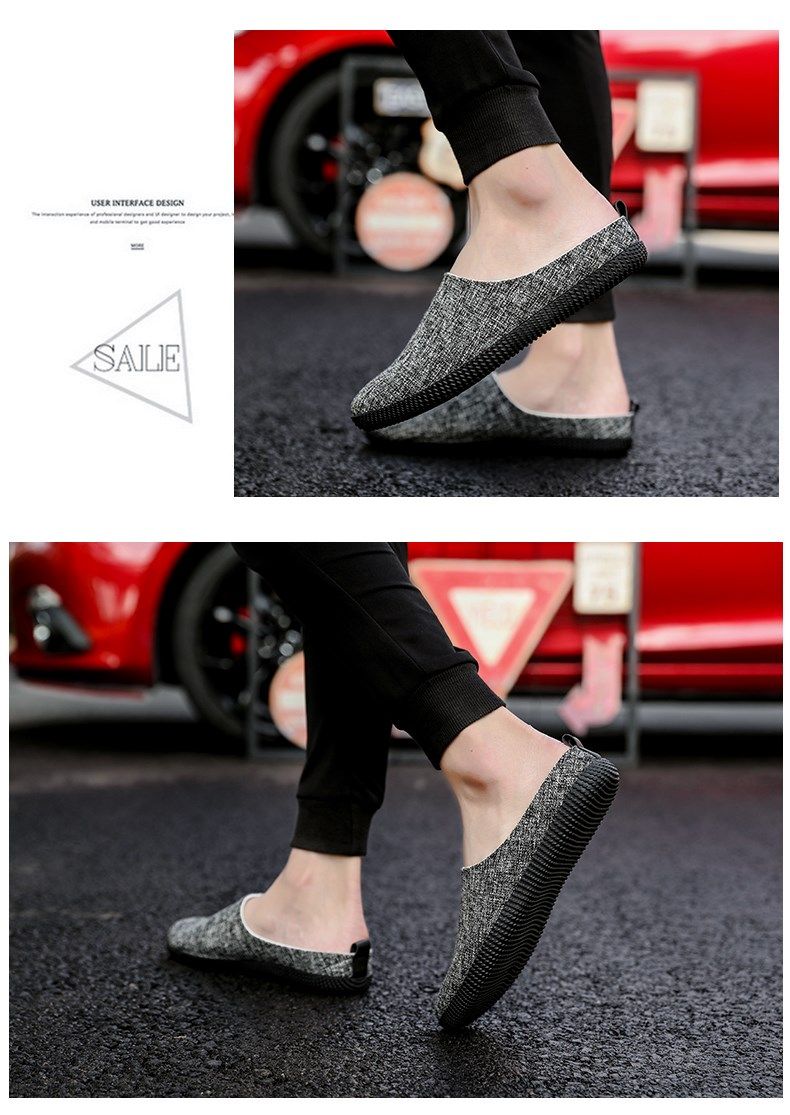 Sommer Atmungsaktive Freizeit-Slipper aus Segeltuch mit geschlossener Zehenpartie_voghion.com