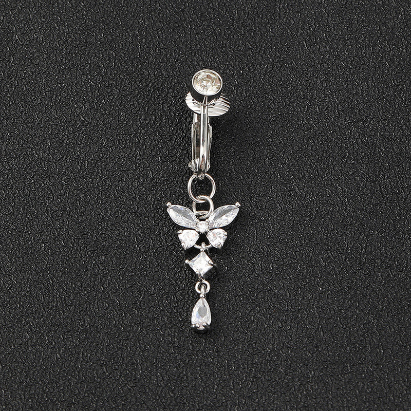 Simpatica farfalla in acciaio inossidabile piercing all'ombelico anelli di danza lucida per la pancia gioielli penetranti per il corpo anello per ombelico per donne ragazza_voghion.com