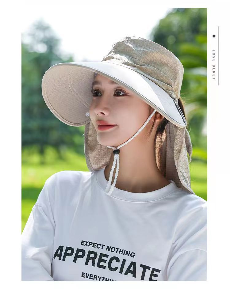 Cappello estivo da donna per il sole Protezione solare a tesa larga per il collo UV Cappelli a secchiello da spiaggia solare Cappelli pieghevoli da viaggio a coda di cavallo Panama Donna_voghion.com