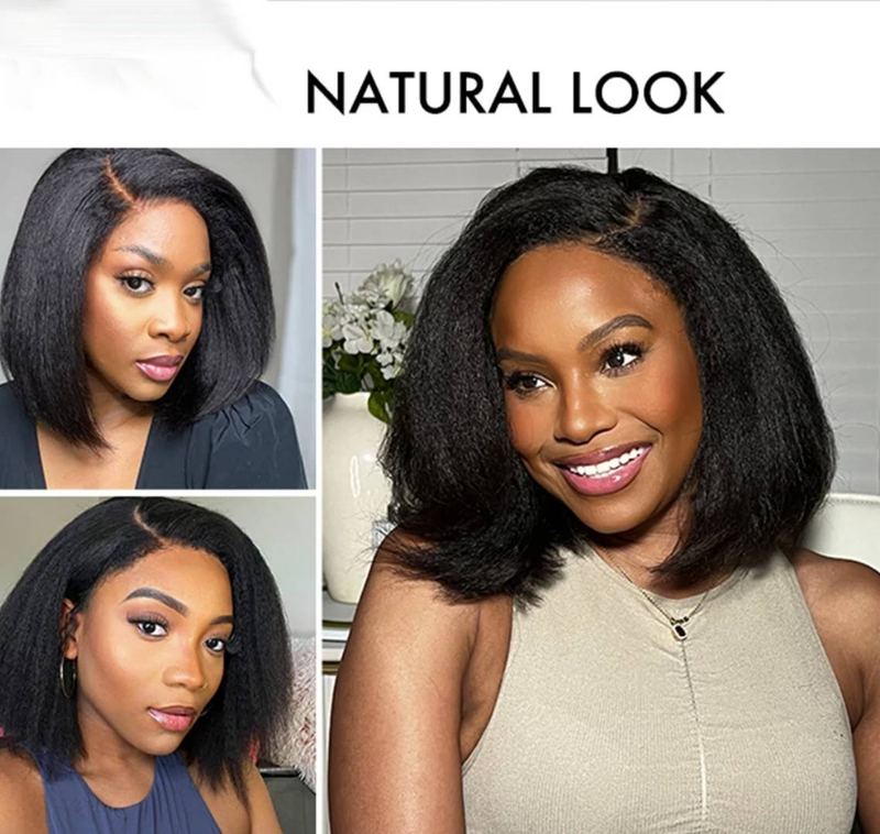 Transparente Lace Frontal Perücke Echthaar Lace Frontal Perücke 14 Zoll Kinky Straight Lace Front Echthaar Perücken für Frauen Echthaar_voghion.com