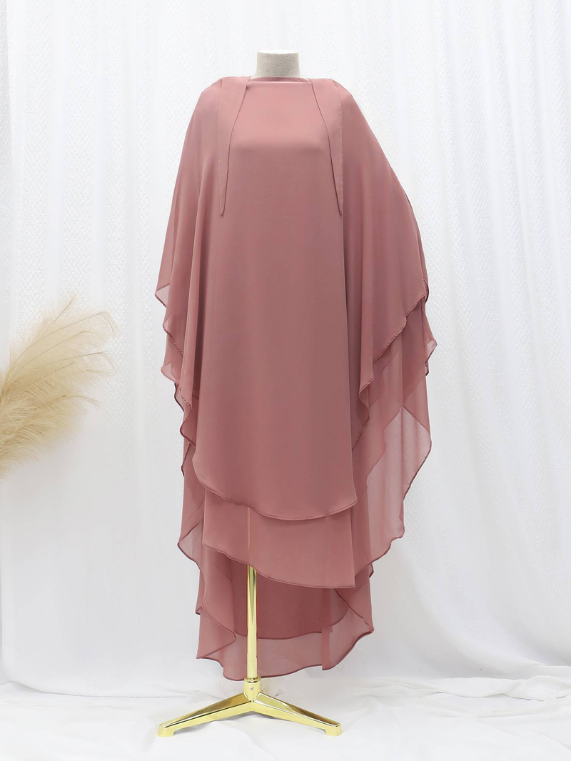 Women's Hijab solid color front and back double layer chiffon large swing headscarf solid color large headscarf_voghion.com