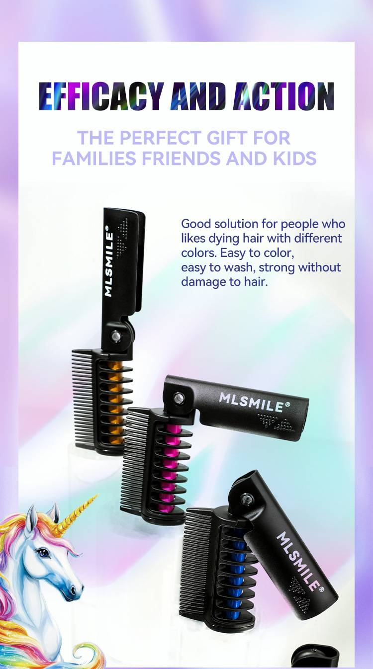 MLSMILE 6-teiliges Einweg-Klapp-Haarfärbekamm-Set – temporäre und lebendige Haarfarbe für all Ihre Kreativität_voghion.com