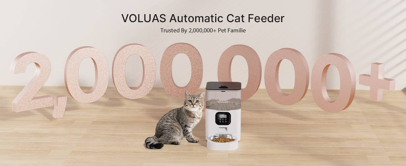 VOLUAS Automatic Cat Feeders - Pet Dry Food Dispenser With Timer, Automatic Cat Feeders With Desiccant Bag, Programmable Portion Size Control_voghion.com