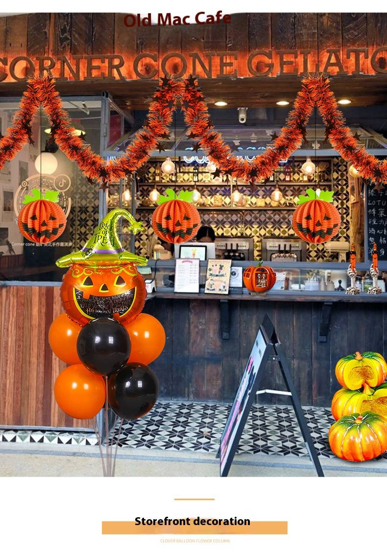 Decorazioni per feste di Halloween - Stelle filanti a forma di zucca e ragno arancione e striscioni di carta da appendere per un'atmosfera festosa spettrale (ganci inclusi)_voghion.com