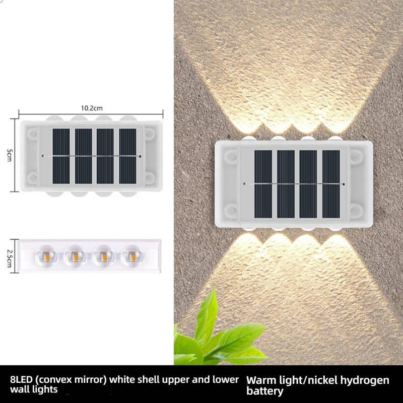 Solar-Wandleuchten für den Außenbereich, wasserdicht, Garten-Villa-Zaunbeleuchtung, LED-solarbetriebene Landschaftsleuchten für Hof, Terrasse, Balkon, Warmweiß/Kaltweiß_voghion.com