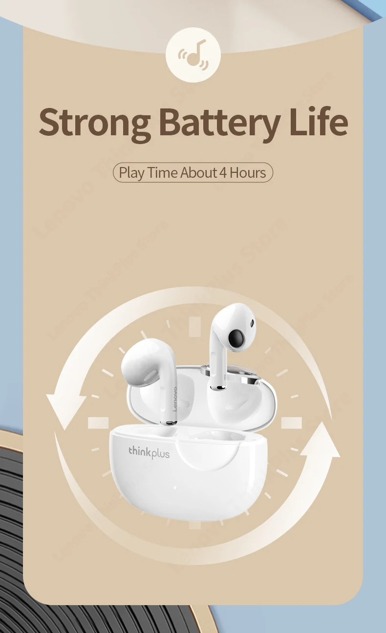 Auriculares Bluetooth originales Lenovo LP17 con batería de larga duración, auriculares inalámbricos con cancelación de ruido para juegos y música deportiva._voghion.com