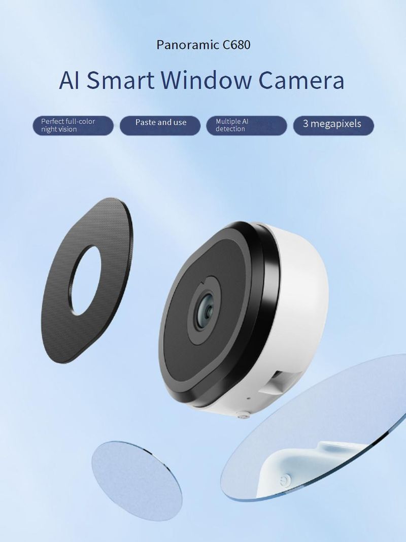 3MP 2K HD WiFi-raambeveiligingscamera met full-color nachtzicht, tweerichtingsaudio, IP54 weerbestendig, eenvoudig te verwijderen en te plakken voor gebruik binnenshuis_voghion.com