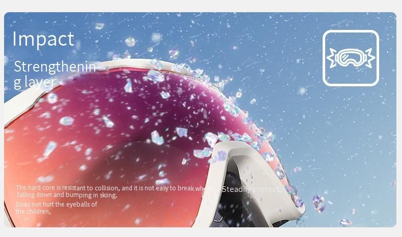 Masque de ski enfant – Masque antibuée avec protection UV400 – Coupe-vent et compatible avec le port de lunettes de vue (Bleu arctique/Rose poudré)_voghion.com