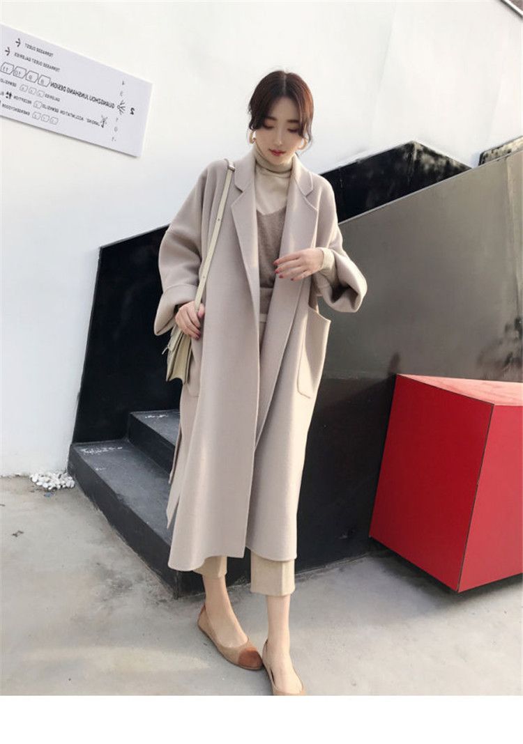 Damenbekleidung Langer Wollmantel für Damen – Übergroßer Trenchcoat mit Gürtel, warmer Winter-Peacoat für zierliche, elegante und stilvolle Oberbekleidung_voghion.com