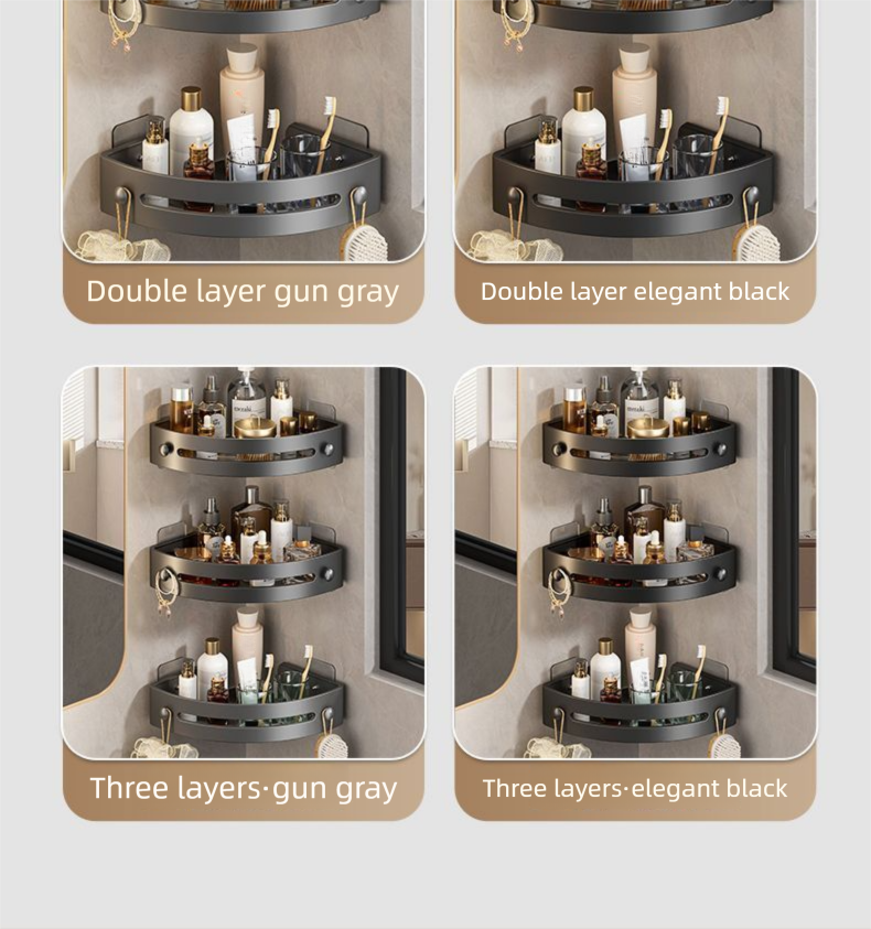 SOWE - Estante de almacenamiento de pared triangular de plástico sin taladro para lavabo comercial, organizador de baño y cocina_voghion.com