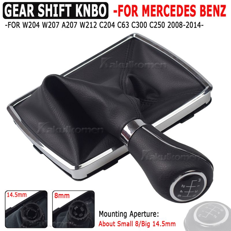 For Mercedes Benz W204 C204 C63 C300 C250 W207 A207 W212 6 Speed Black Frame Gear Shift Knob Lever Gaiter Boot 2008-2014_voghion.com