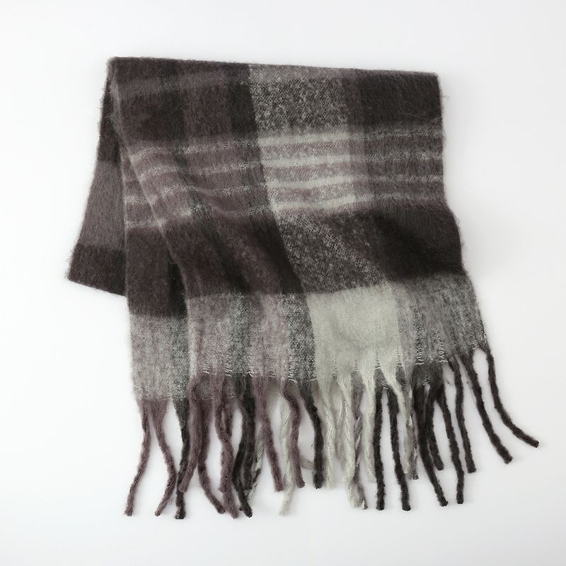 New Foreign Trade Plaid Scarves For Women's Mohair Autumn And Winter Warm Men's And Women's Scarves_voghion.com